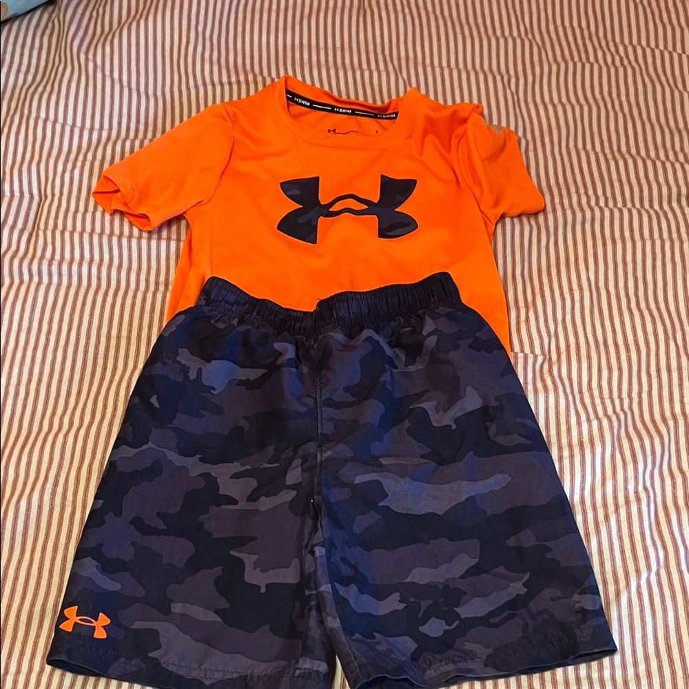 Under Armour Orange and navy boys bathing suit